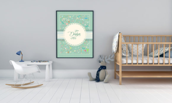 A Modern Kids Bedroom Empty Frame