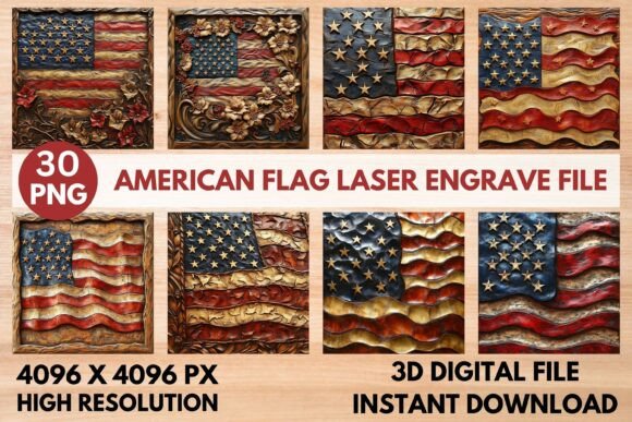 American Flag Laser Engrave File