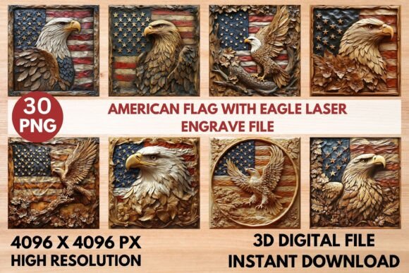 American Flag with Eagle Laser Engrave F: A Versatile Design for Creative Projects