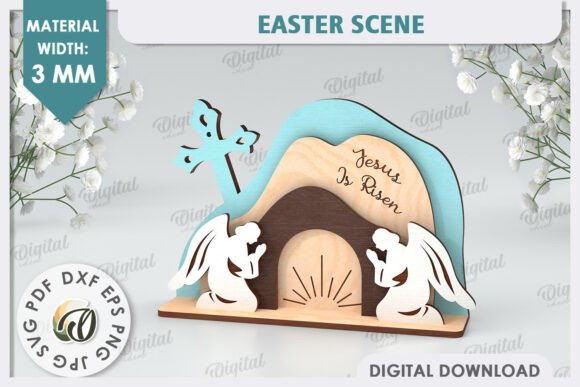 Easter Scene Laser Cut. Religious Easter