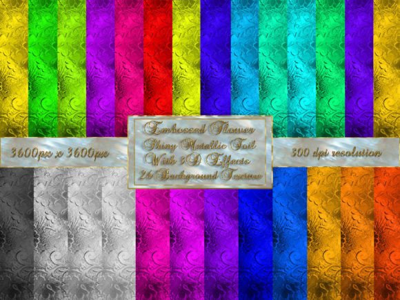 Embossed Flowers Shiny Metallic Foil for Creative Projects