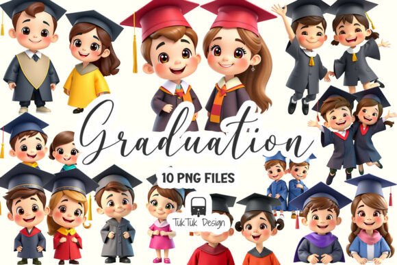 Graduation Kids Clipart PNG Illustration: A Must-Have for Celebrating Academic Success