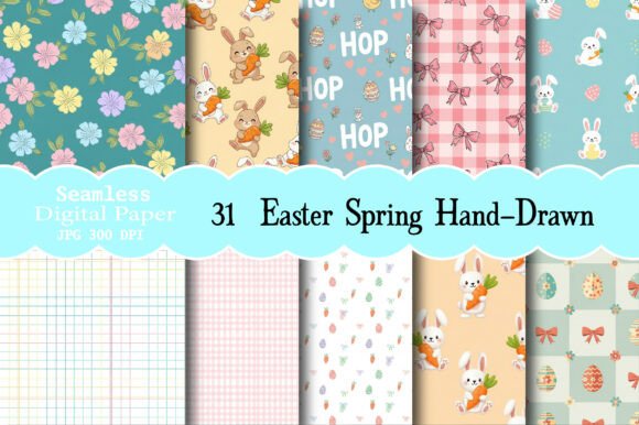 Introducing the Captivating Seamless Easter Spring Hand-Drawn Pattern Bundle
