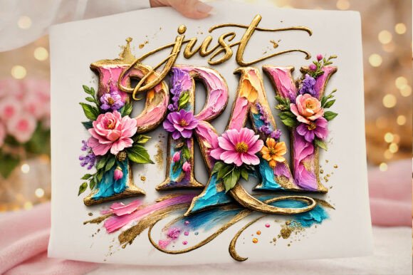 Just Pray Floral Typography Inspirationa: A Blend of Faith and Art