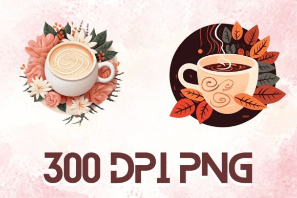 Latte Watercolor Floral Coffee Cups 03: A Visual Delight for Coffee Lovers and Designers
