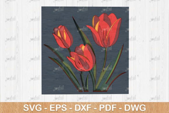 Layered Tulip Flower SVG Wall Art: A Versatile Design Solution