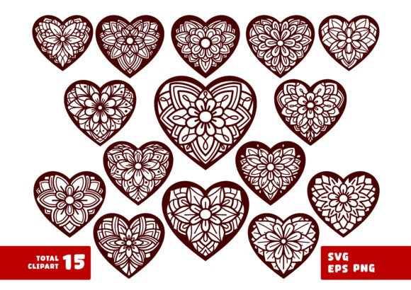 Mandala Heart Floral Ornament SVG Bundle: A Versatile Design for Creative Expression