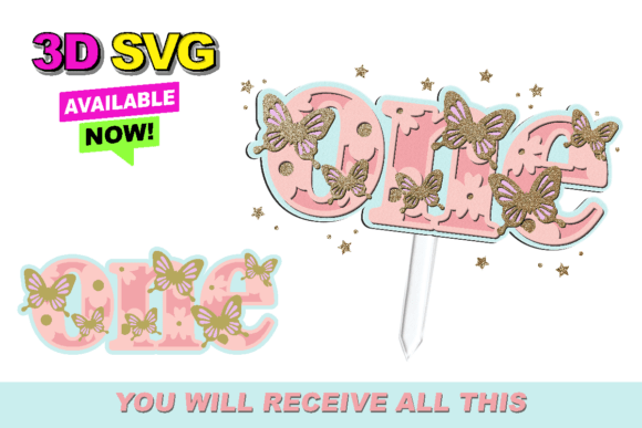One Butterfly Birthday Cake Topper: A Versatile 3D SVG Collection for Creative Expression