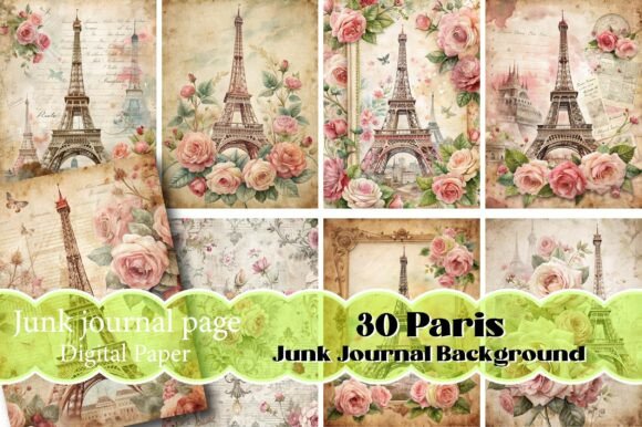 Paris Junk Journal Background