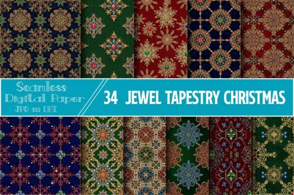 The Enchantment of Jewel Tapestry Christmas Seamless Papers