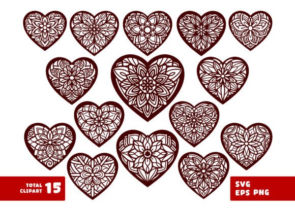 Valentine Heart Mandala SVG Bundle
